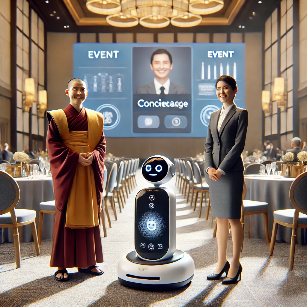 An Interactive Robot engaging with guests at a corporate event